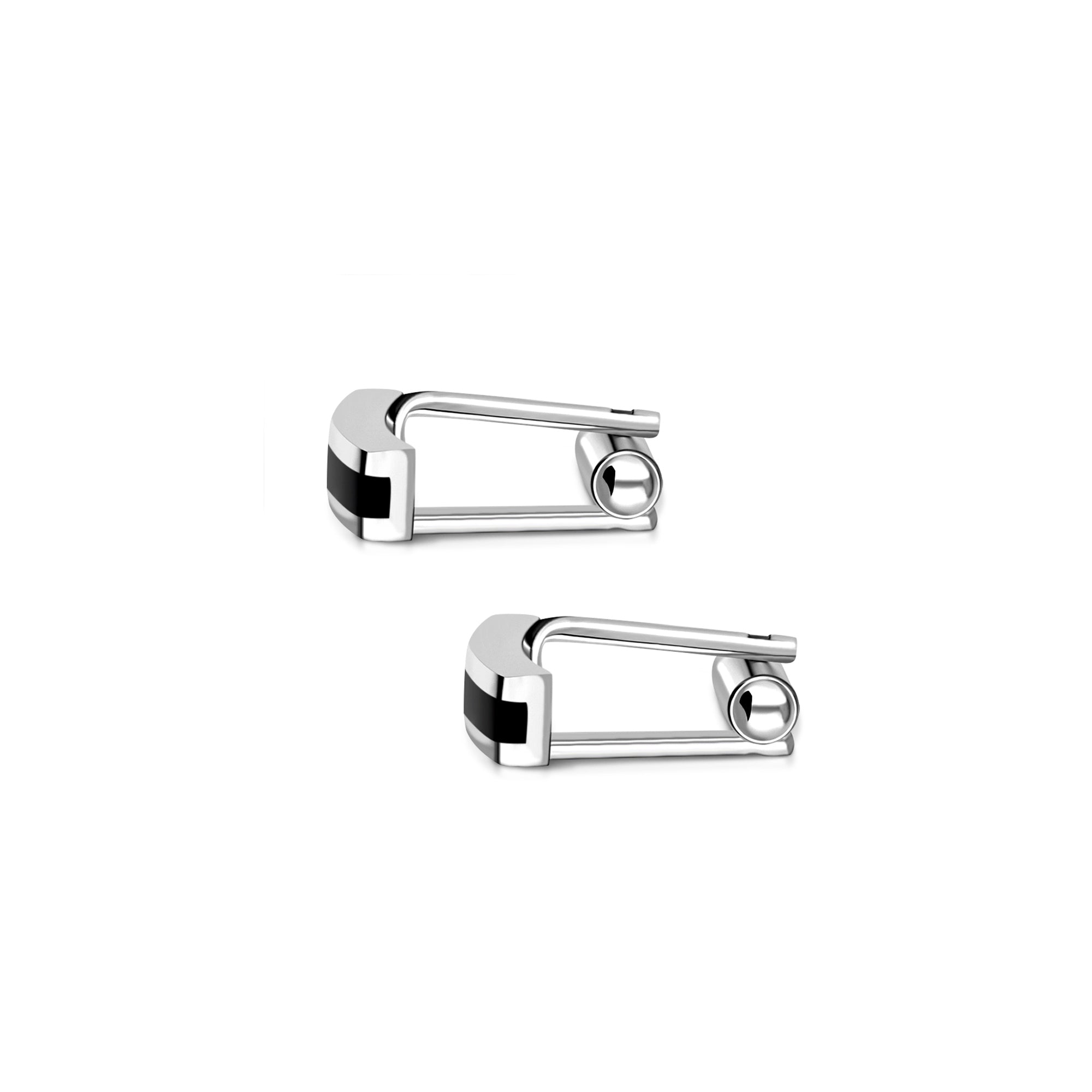 Sterling Silver Whitby Jet Inlaid Bar Cufflinks