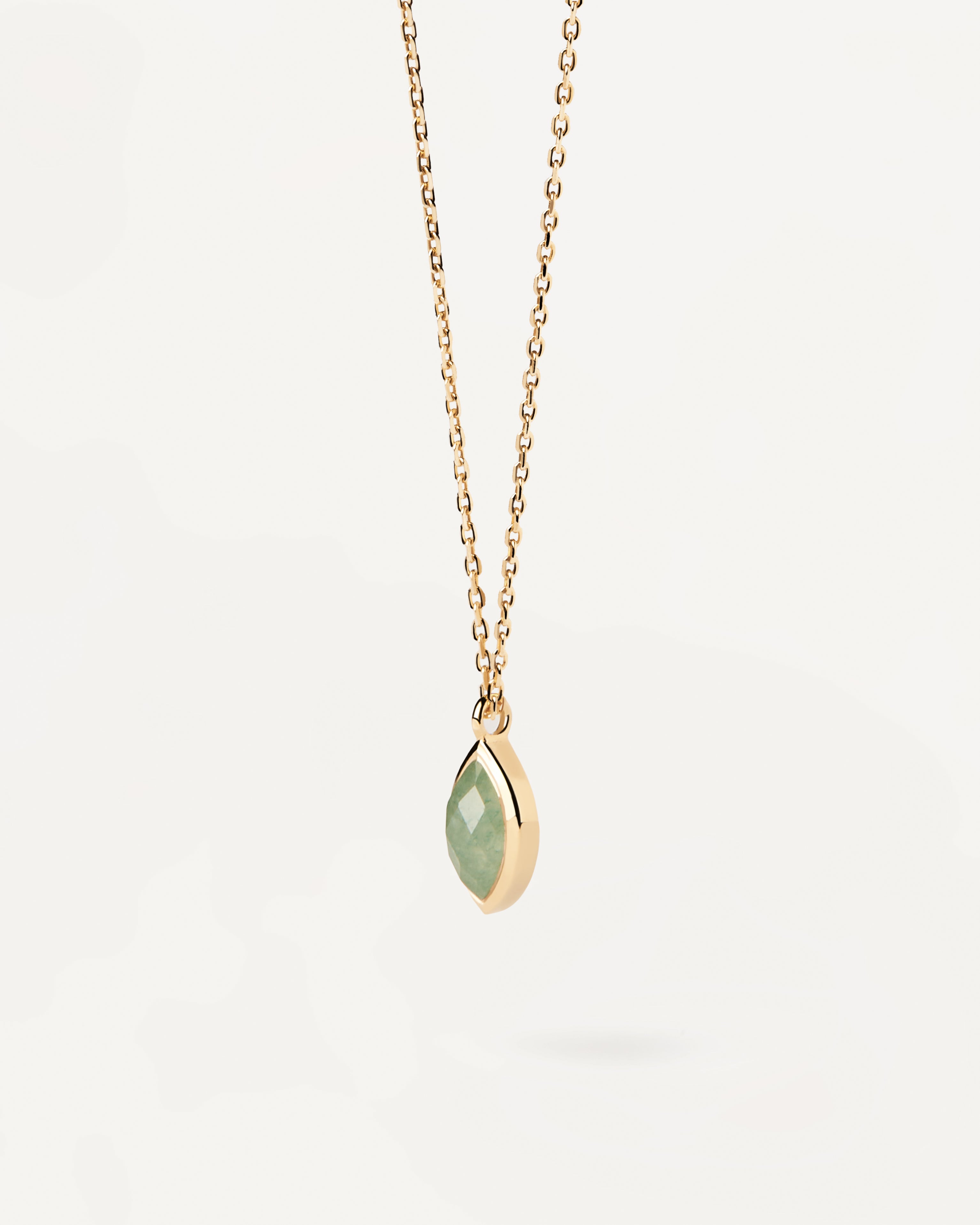 18ct Yellow Gold Vermeil Green Aventurine Nomad Necklace