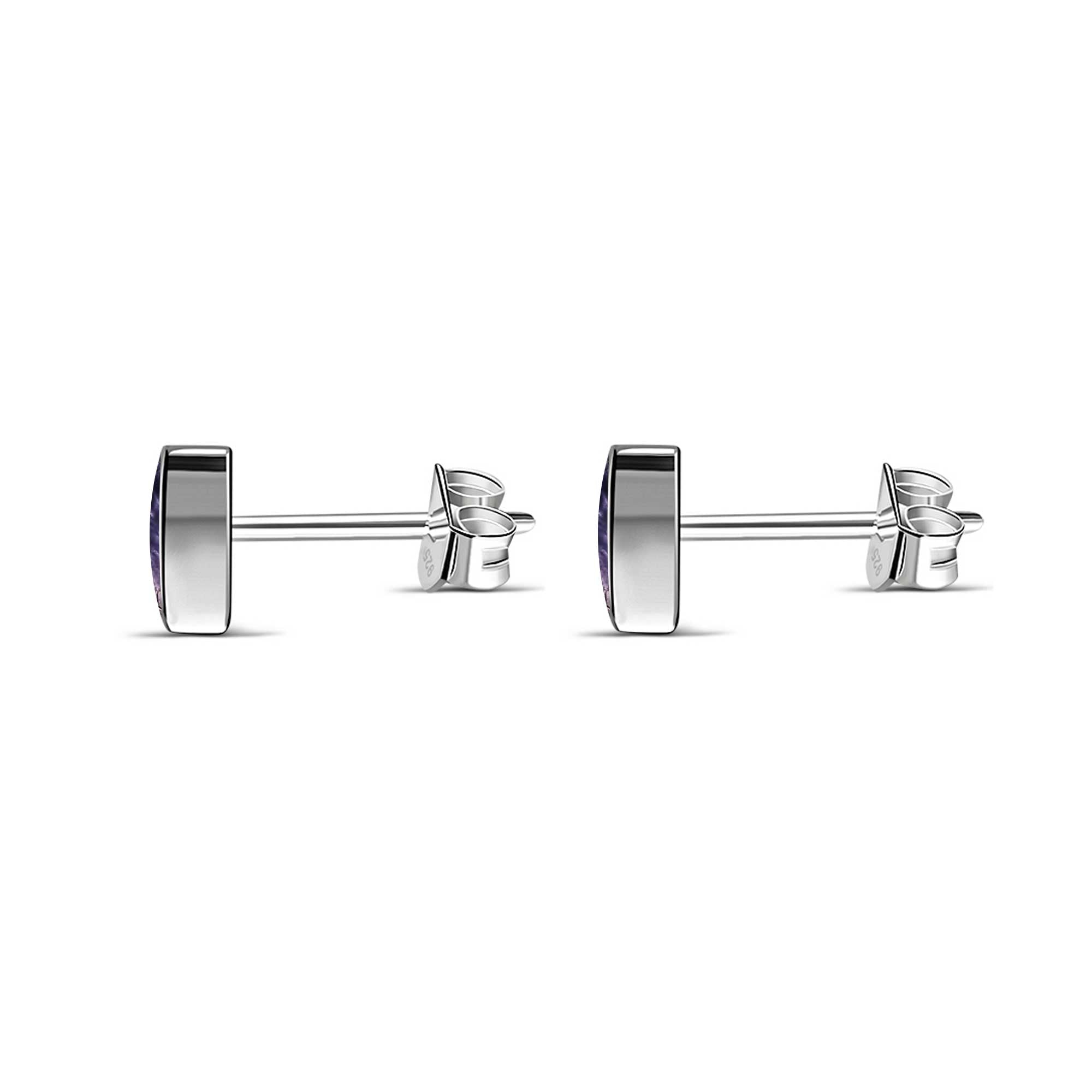 Sterling Silver Square Blue John Stud Earrings