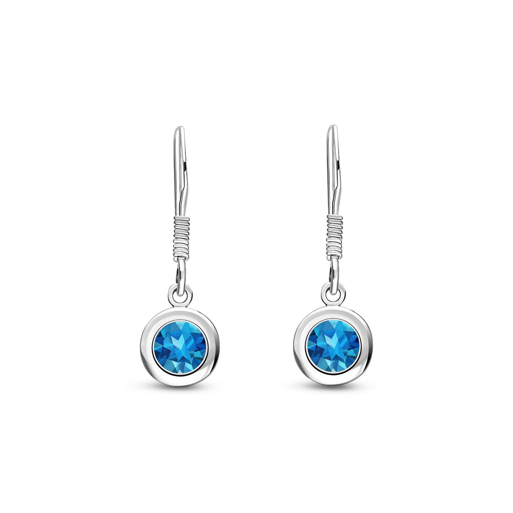 Blue Zircon Earrings, Blue Topaz, outlet Cubic Zirconia, Sterling Silver, Stud Drop Earrings