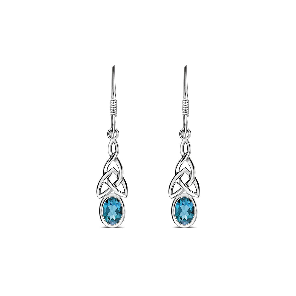 Swiss Blue Topaz Earrings - Blue Gemstone Earrings - Bali Silver Earrings outlet - Silver Filigree Earrings - December Birthstone