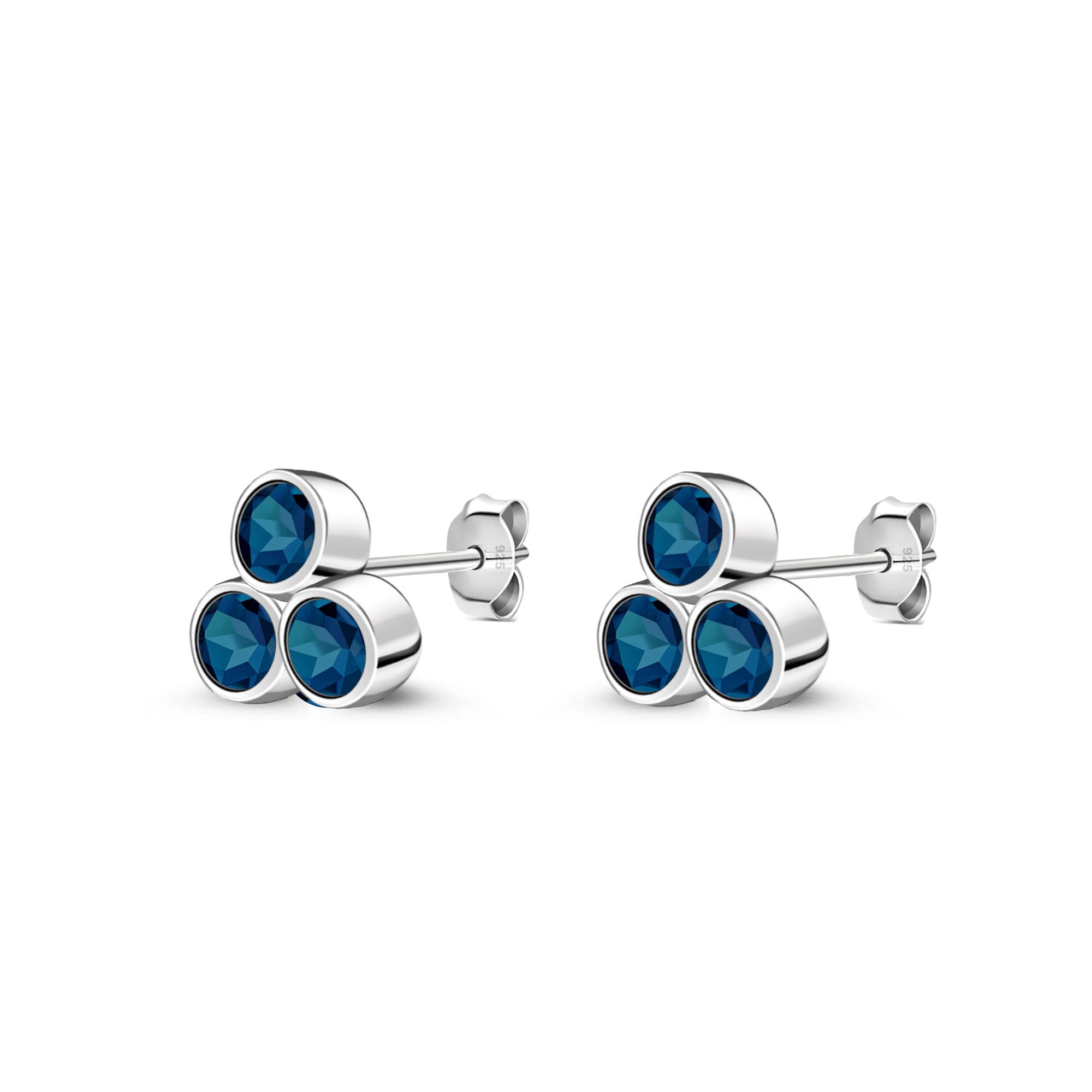 Sterling Silver London Blue Topaz Bubble Cluster Stud Earrings