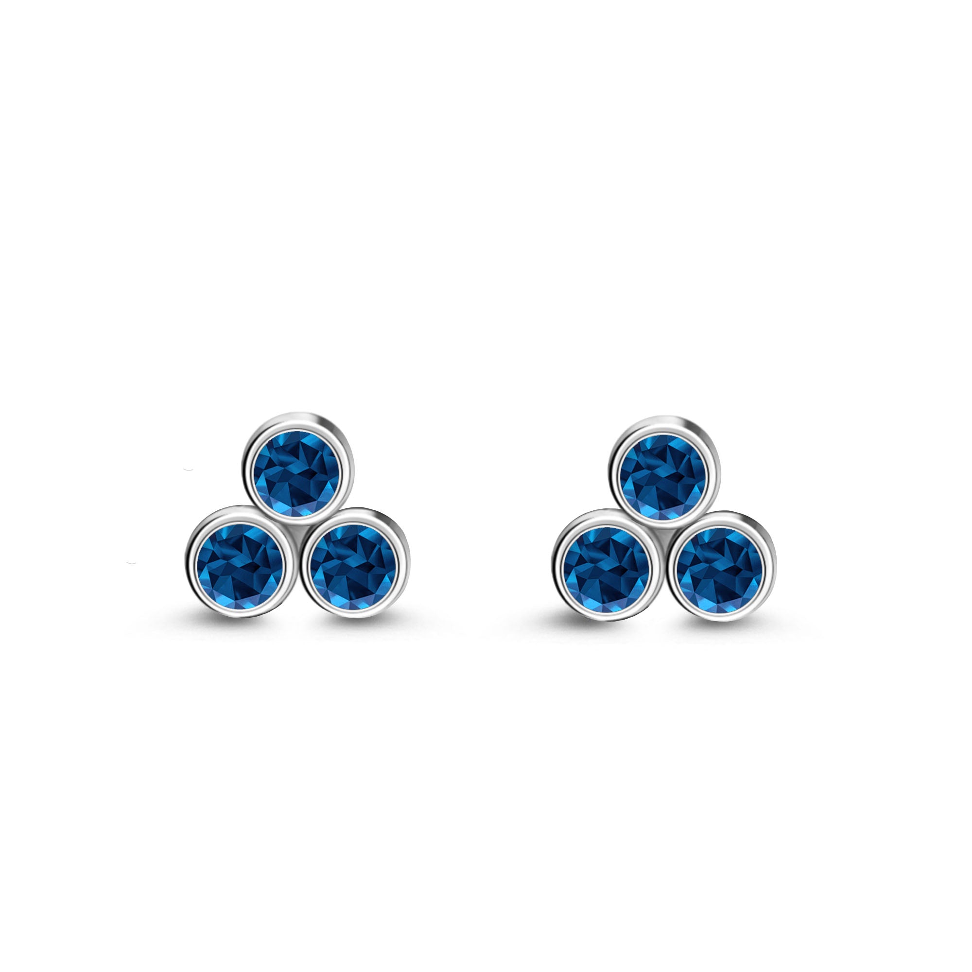 Sterling Silver London Blue Topaz Bubble Cluster Stud Earrings