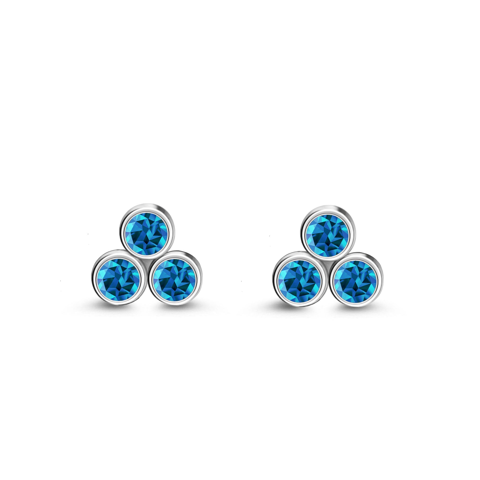 Sterling Silver Swiss Blue Topaz Bubble Cluster Stud Earrings