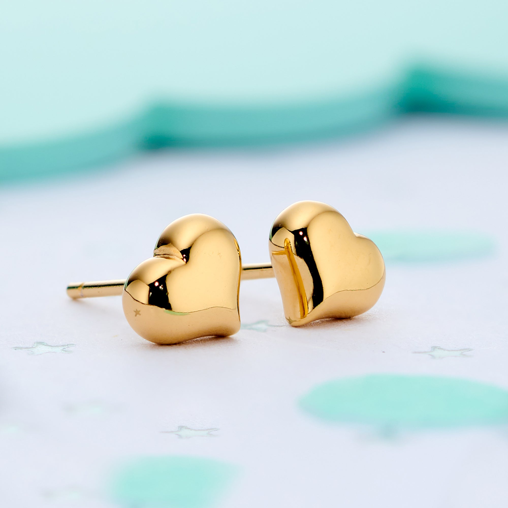 Aria - Gold Heart Stud Earrings