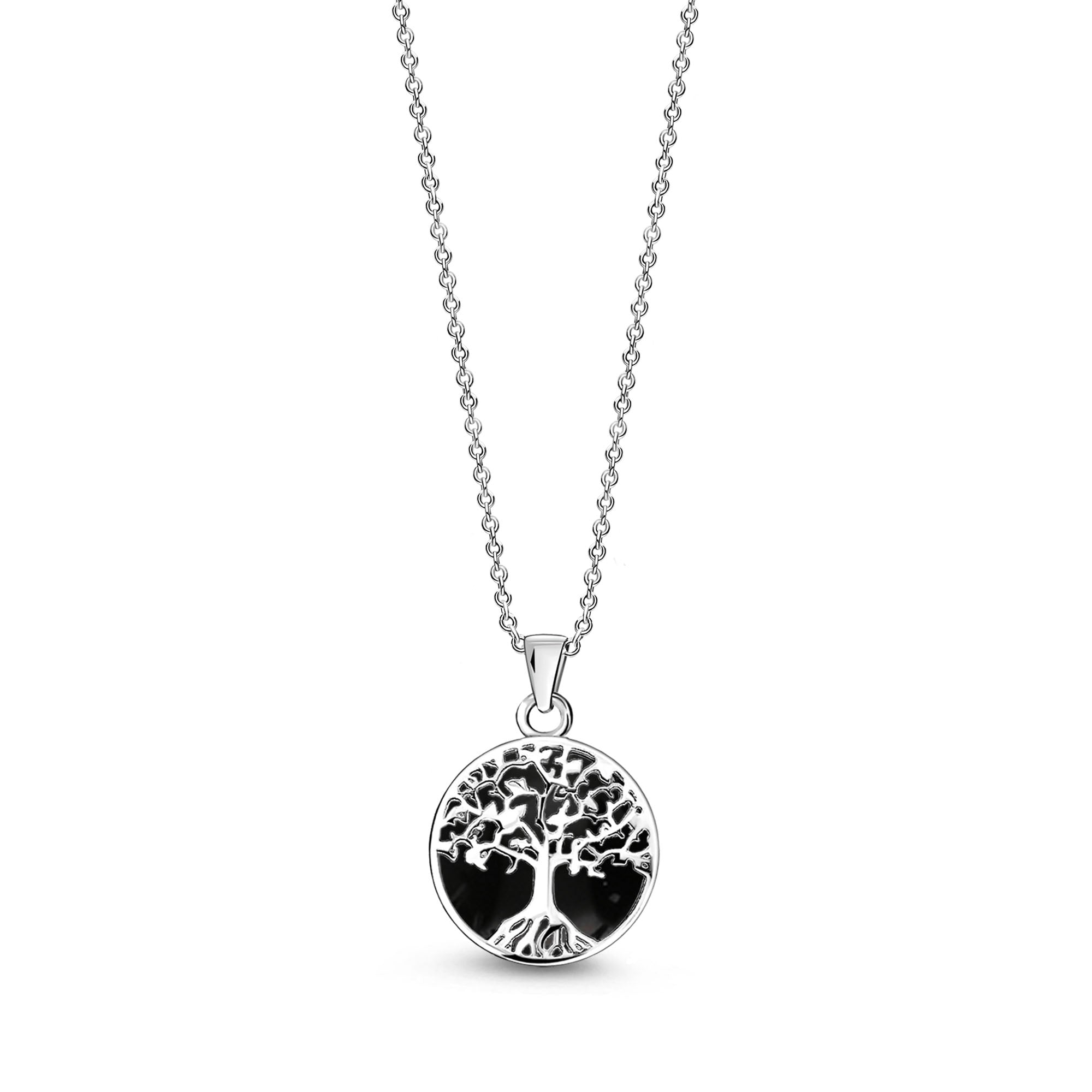 Sterling Silver Whitby Jet Small Tree of Life Pendant