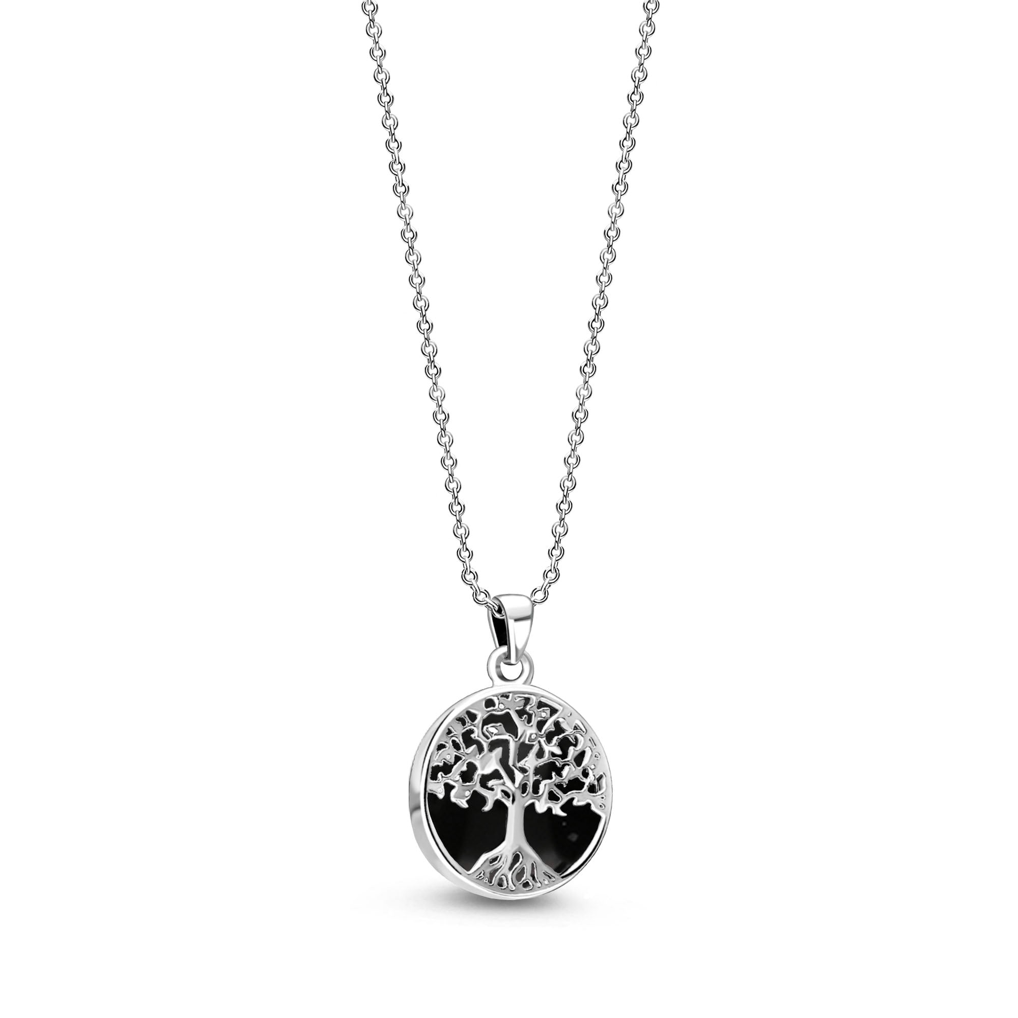 Sterling Silver Whitby Jet Small Tree of Life Pendant