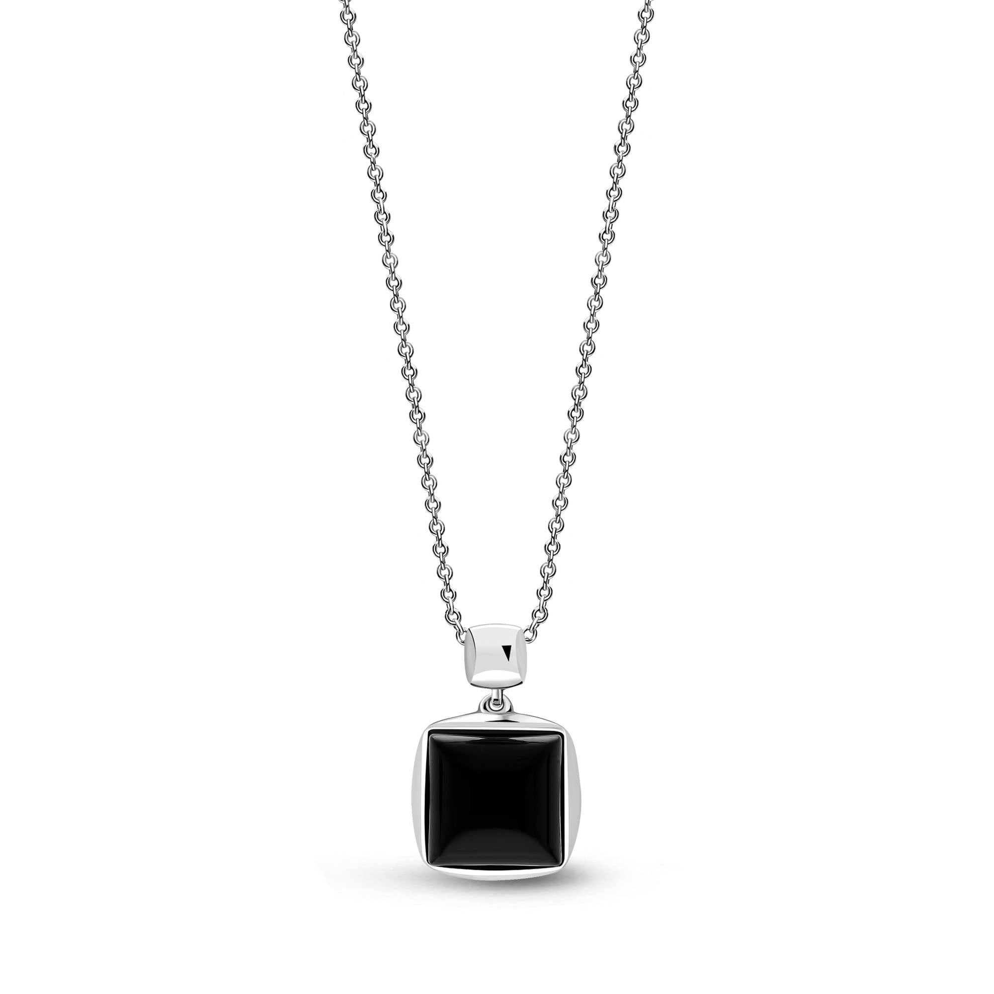 Sterling Silver Whitby Jet Designer Square Pendant