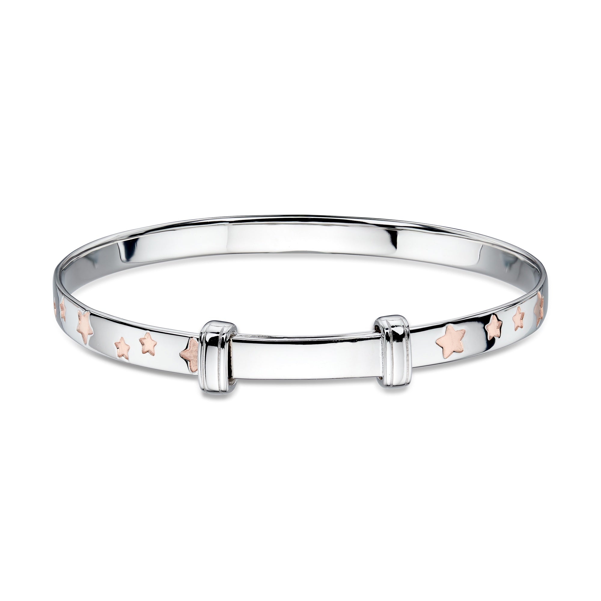 Jessica - Inlaid Rose Gold Star Christening Bangle